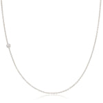 A white gold 14K Gold Asymmetrical Birthstone Necklace - Diamond (April) on a white background. 
