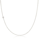 A white gold 14K Gold Asymmetrical Birthstone Necklace - Diamond (April) on a white background. 