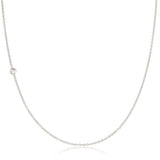 A white gold 14K Gold Asymmetrical Birthstone Necklace - Moonstone (June) on a white background. 
