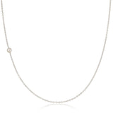 A white gold 14K Gold Asymmetrical Birthstone Necklace - Pearl (June) on a white background. 