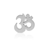 A Charm Stud - Om in white gold on a white background.