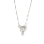 A Sharktooth Necklace with Pavé Top in white gold on a white background. 