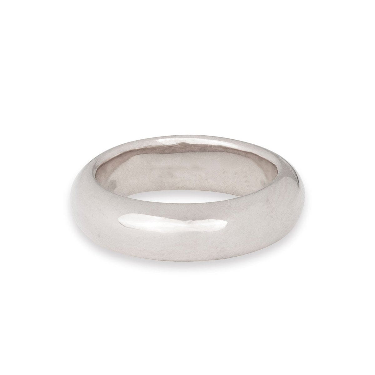 A white gold Tube Ring on a white background. 