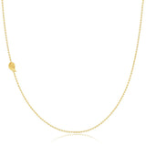 A yellow gold 14k Gold Asymmetrical Charm Necklace - Angel Wing with a bead chain on a white background. 
