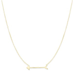 A Straight as an Arrow Necklace in yellow gold on a white background. 