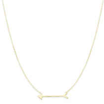 A Straight as an Arrow Necklace in yellow gold on a white background.