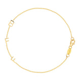 A yellow gold BFF Bracelet in a beaded chain bracelet on a white background. 