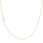 A yellow gold 14K Gold Asymmetrical Birthstone Necklace - Moonstone (June) on a white background. 