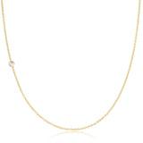 A yellow gold 14K Gold Asymmetrical Birthstone Necklace - Moonstone (June) on a white background. 