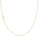 A yellow gold 14K Gold Asymmetrical Birthstone Necklace - Opal (October) on a white background. 