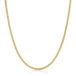 A Box Chain in yellow gold on a white background. 