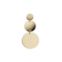 A Cascading Solid Eclipse Earring in yellow gold on a white background.