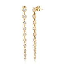 Yellow gold Diamond Cascade Earrings on a white background.