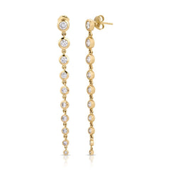 Yellow gold Diamond Cascade Earrings on a white background. 