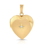 A Diamond Heart Locket Charm on a white background. 