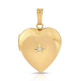A Diamond Heart Locket Charm on a white background. 