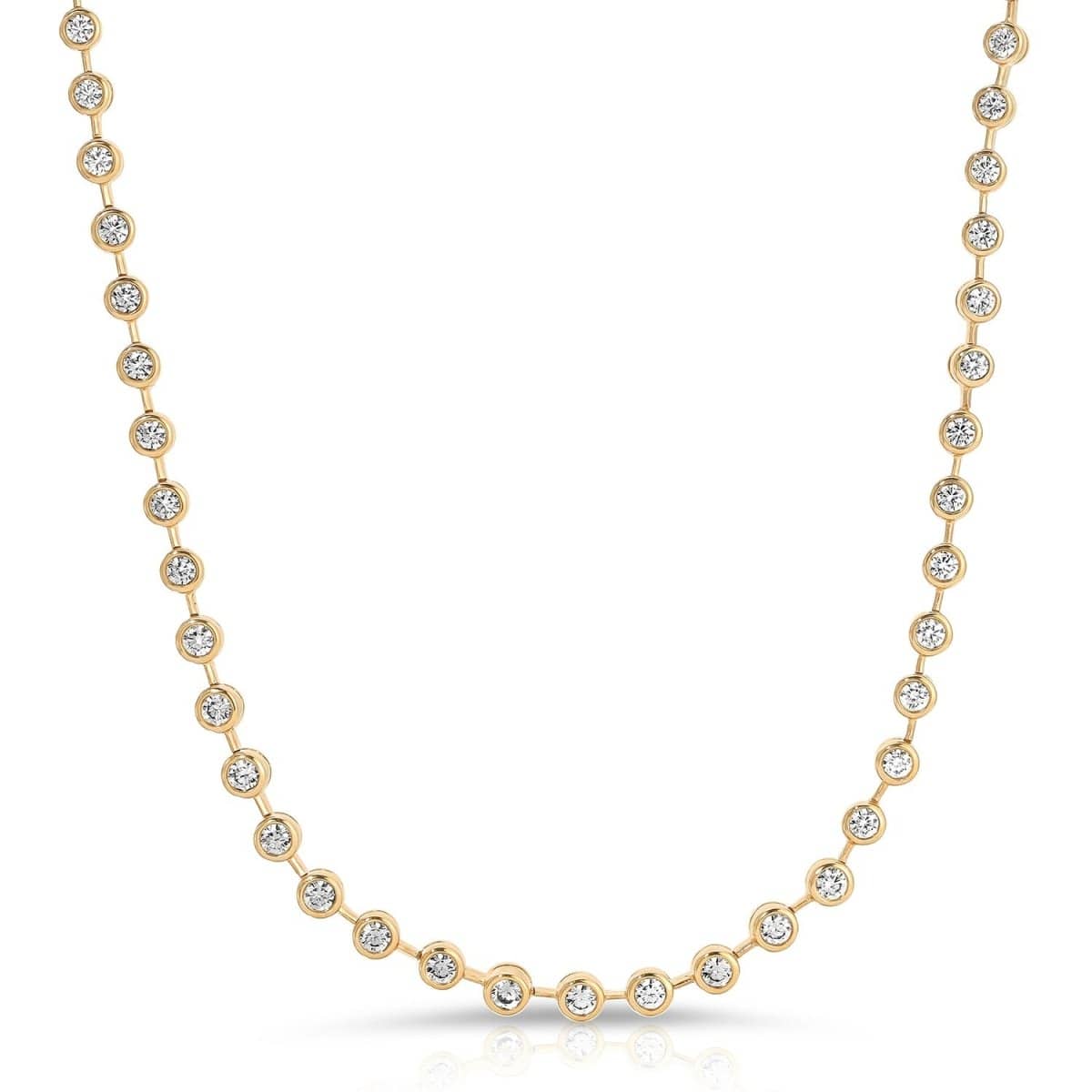 The Ultimate Diamond Necklace in yellow gold on a white background. 