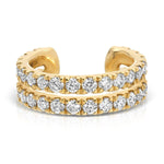 A Pavé Double Ear Cuff in yellow gold on a white background.