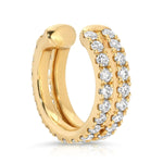 A Pavé Double Ear Cuff in yellow gold on a white background.