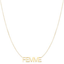 A FEMME Necklace on a white background.