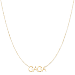 A GAGA Necklace in yellow gold on a cable chain on a white background.