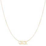 A GIGI Necklace in yellow gold on a cable chain on a white background. 