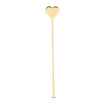 A 14K Gold Charm Threader Earring in heart and yellow gold on a white background. 