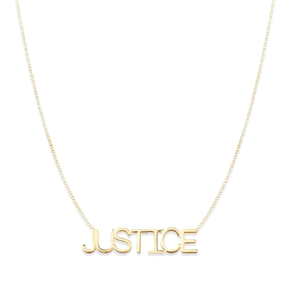 A Justice Necklace on a white background. 