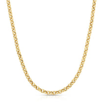 A yellow gold Rolo Necklace on a white background.
