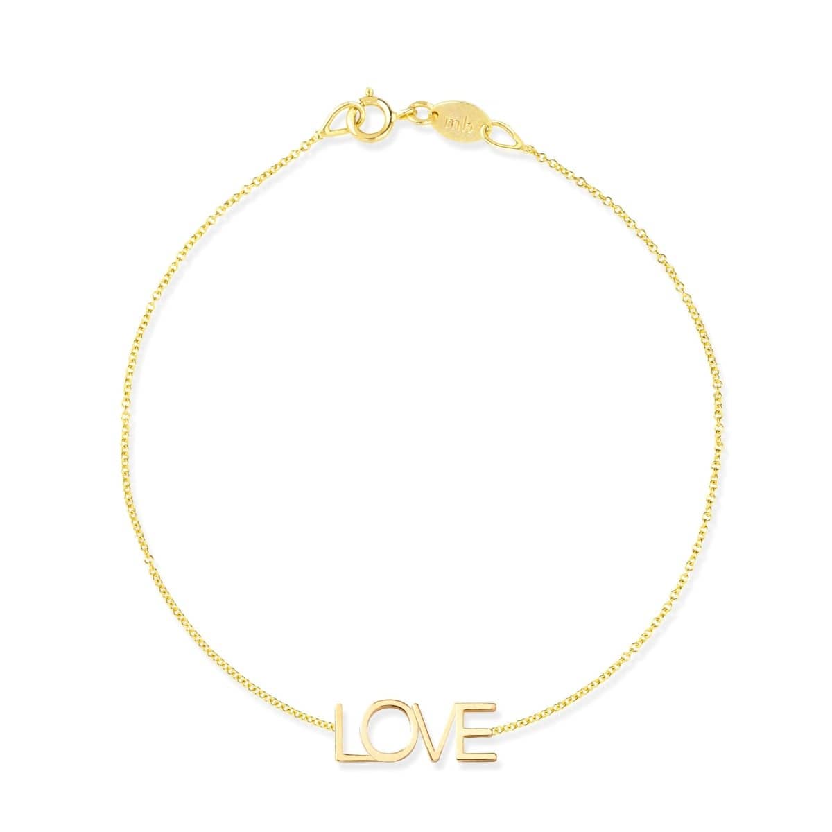 A yellow gold Love Bracelet on a white background. 