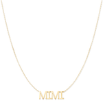 A MIMI Necklace in yellow gold on a cable chain on a white background.