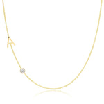 A Monogram Necklace with Diamond Yellow Gold with the letter A on a white background.