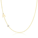 A Monogram Necklace with Diamond Yellow Gold with the letter A on a white background.