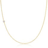 A yellow gold 14K Gold Asymmetrical Birthstone Necklace - Diamond (April) on a white background. 
