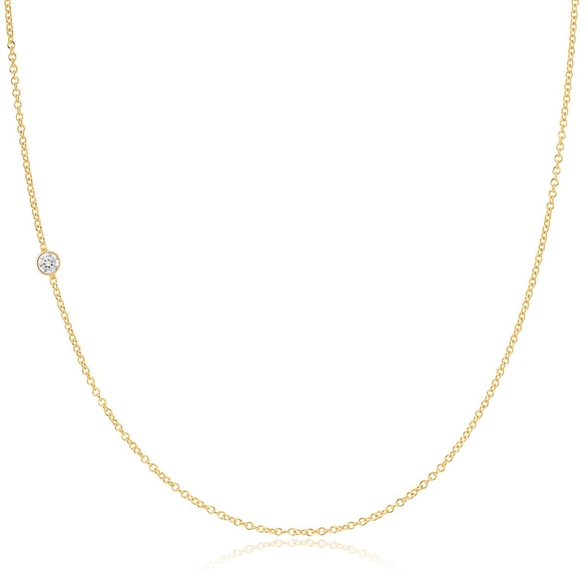 14K Asymmetrical Birthstone Necklace Diamond