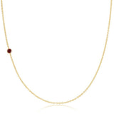 A yellow gold 14K Gold Asymmetrical Birthstone Necklace - Garnet (January) on a white background. 