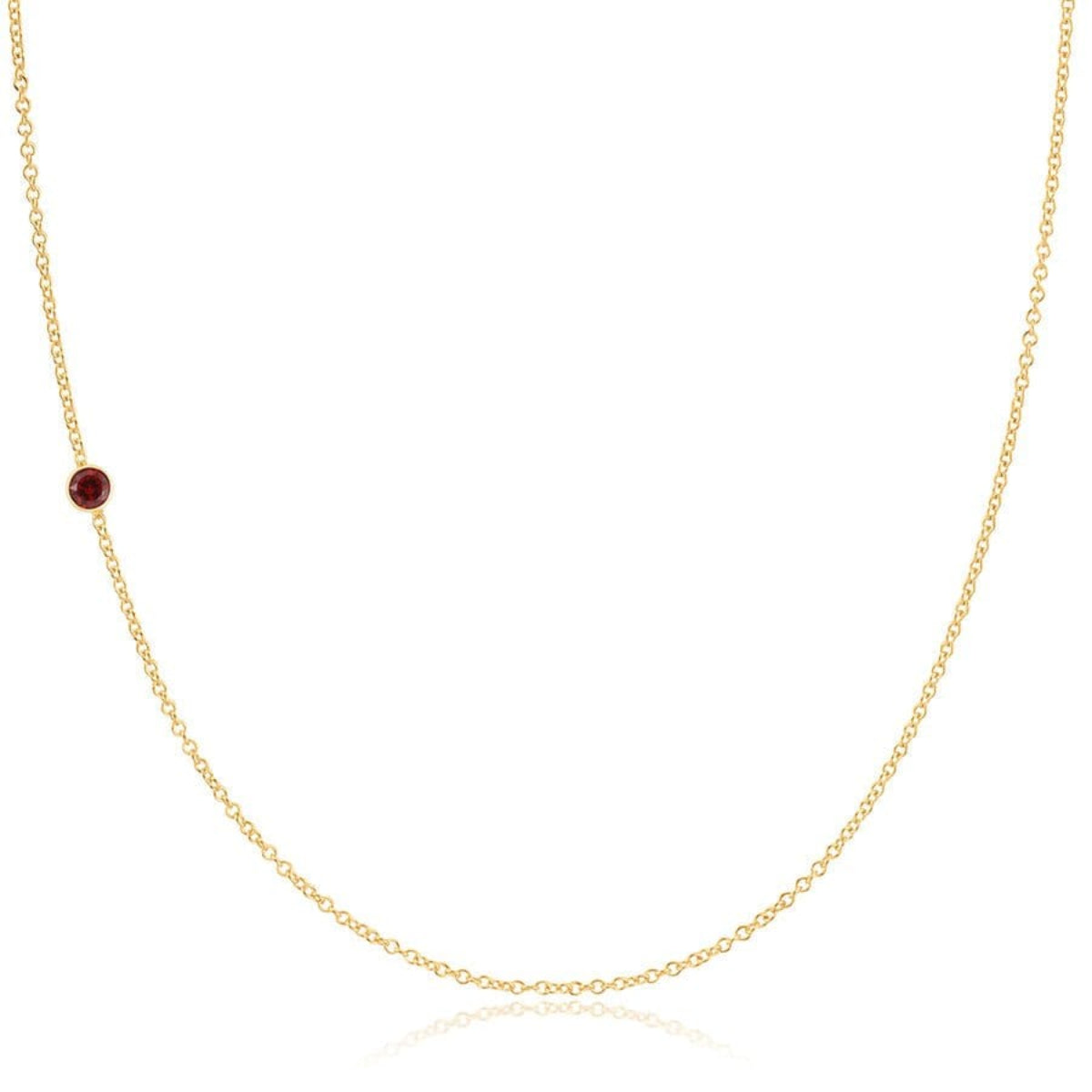 14K Asymmetrical Birthstone Necklace Garnet