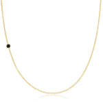 A yellow gold 14K Gold Asymmetrical Birthstone Necklace - Onyx (August) on a white background. 