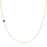 A yellow gold 14K Gold Asymmetrical Birthstone Necklace - Onyx (August) on a white background. 