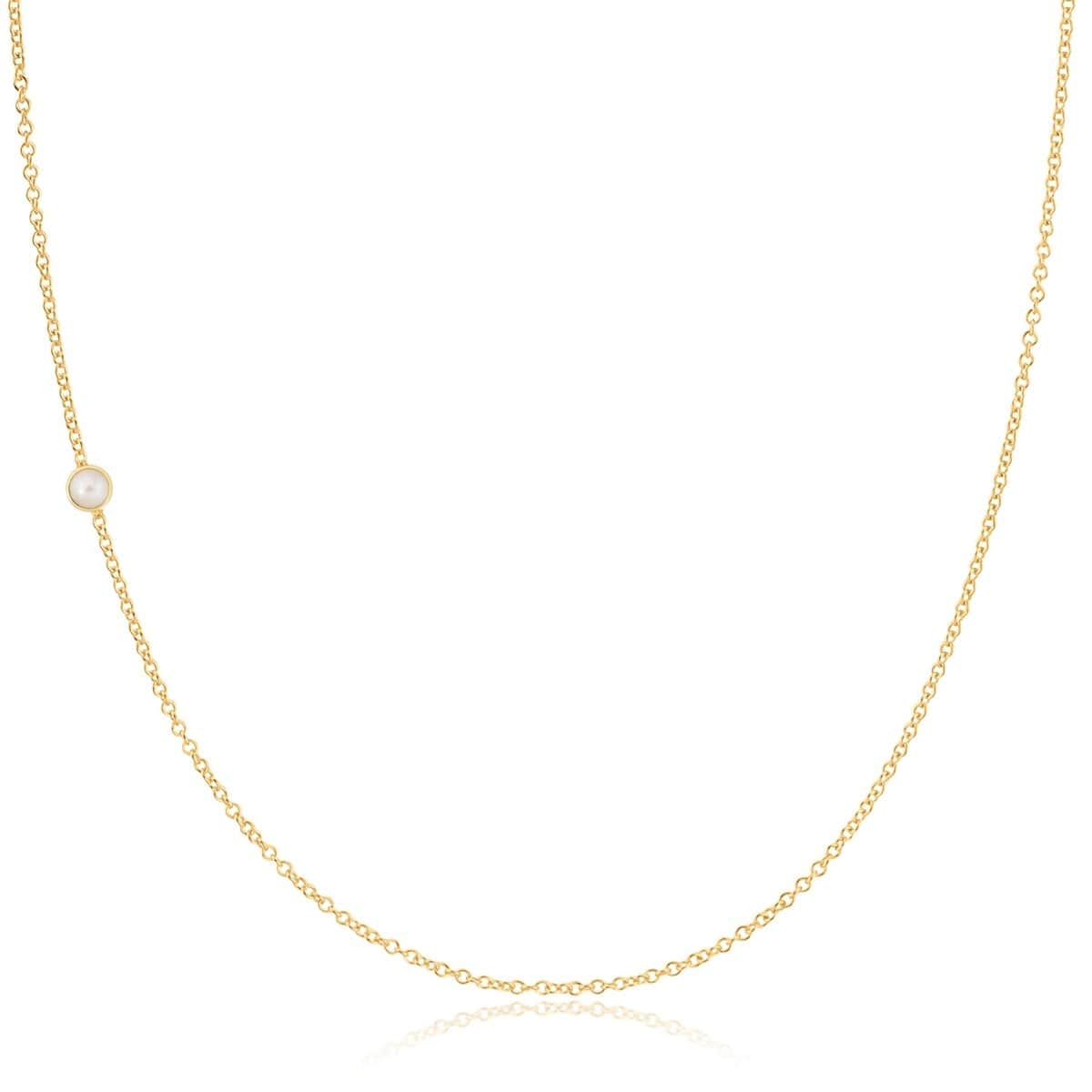 14K Asymmetrical Birthstone Necklace Pearl