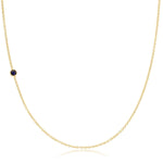 A yellow gold 14K Gold Asymmetrical Birthstone Necklace - Sapphire (September) on a white background. 