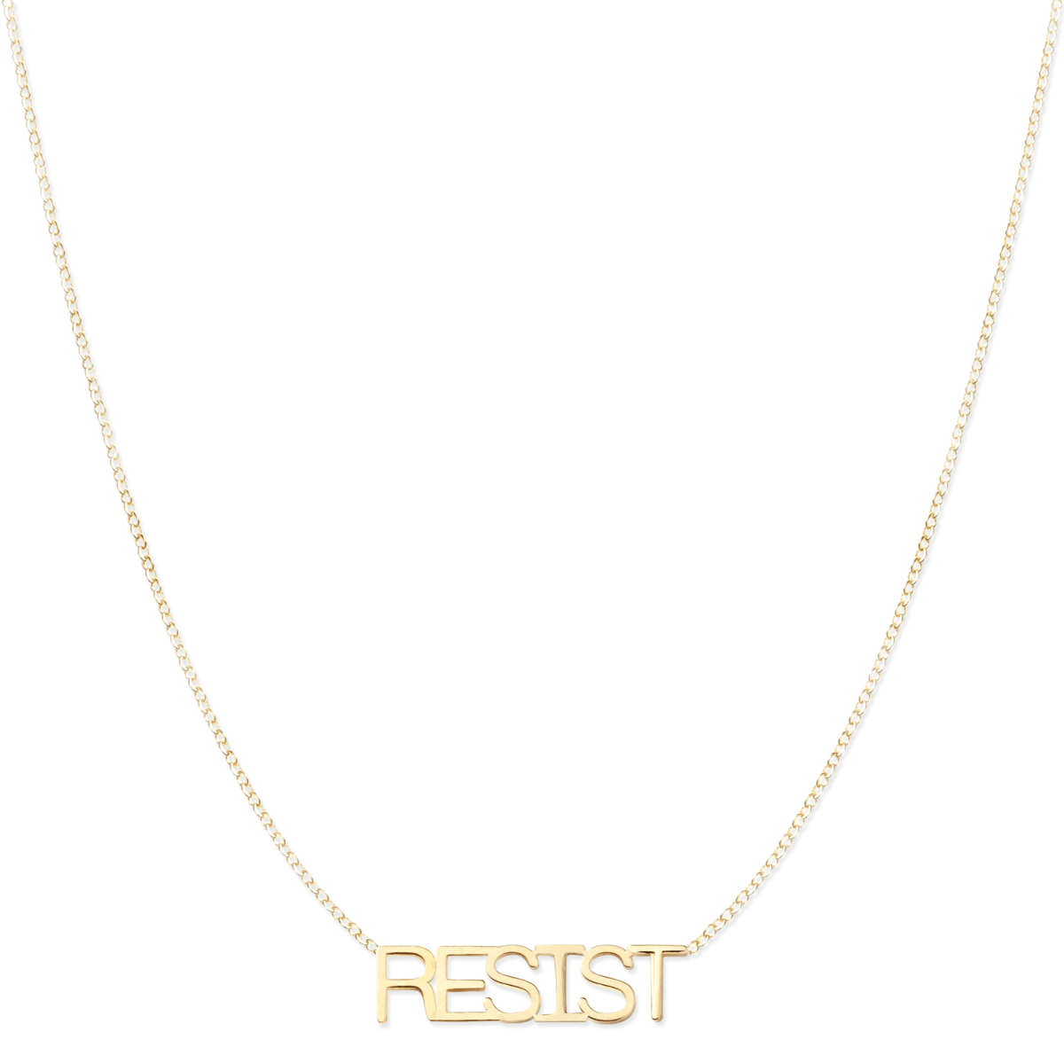A RESIST Necklace on a white background. 