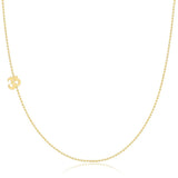 A yellow gold 14k Gold Asymmetrical Charm Necklace - Om with a bead chain on a white background. 