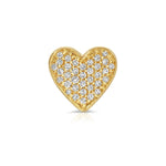 A Pavé Charm Stud - Heart in yellow gold on a white background. 