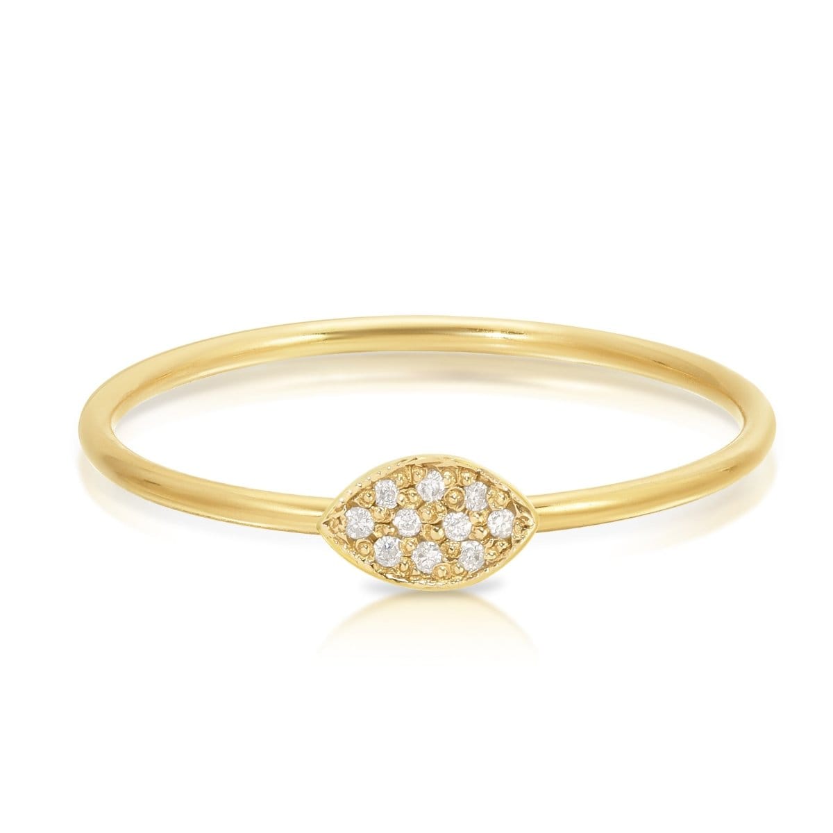 A 14K Gold Pavé Petal Ring on a white background. 