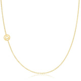 A yellow gold 14k Gold Asymmetrical Charm Necklace - Recovery with a cable chain on a white background. 