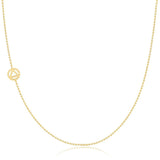 A yellow gold 14k Gold Asymmetrical Charm Necklace - Recovery with a bead chain on a white background. 