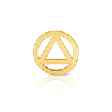 A Charm Stud - Recovery in yellow gold on a white background. 
