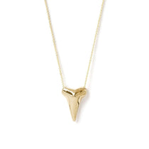 A Sharktooth Necklace in yellow gold on a white background.