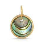 A Small Abalone Cabochon Charm on a white background. 
